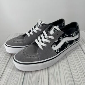 Vans Sk8-Low Paisley Gray True White Bandana Sneakers VN0A5KXDBGJ Wmns 10 M8.5